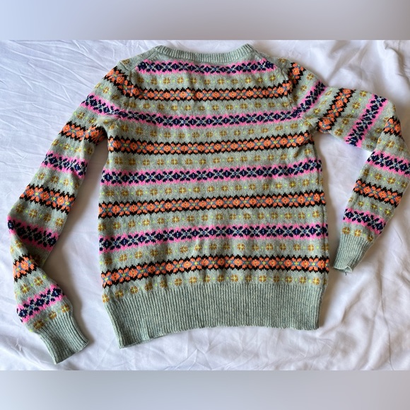 J. Crew lamb wool holiday multi color crewneck sweater small - Picture 9 of 15